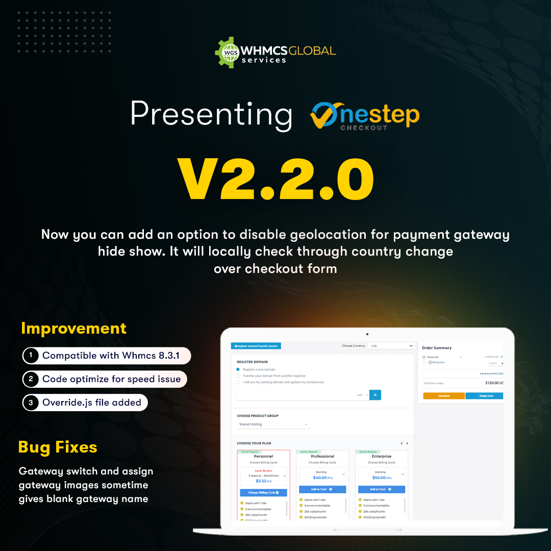 Infowgs's tweet image. Update ALERT!!🤯

One Step Checkout OrderForm Rolls Out New Features🤩
      
Experience the most powerful WHMCS One Step OrderForm with enhanced capabilities!🙌

Shop Now: bit.ly/3p79mM8

#onestepcheckout #whmcsthemes #wgs #trendingtheme #whmcstemplate