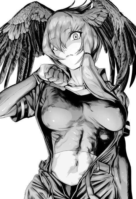 ハシビロちゃん モノクロ 