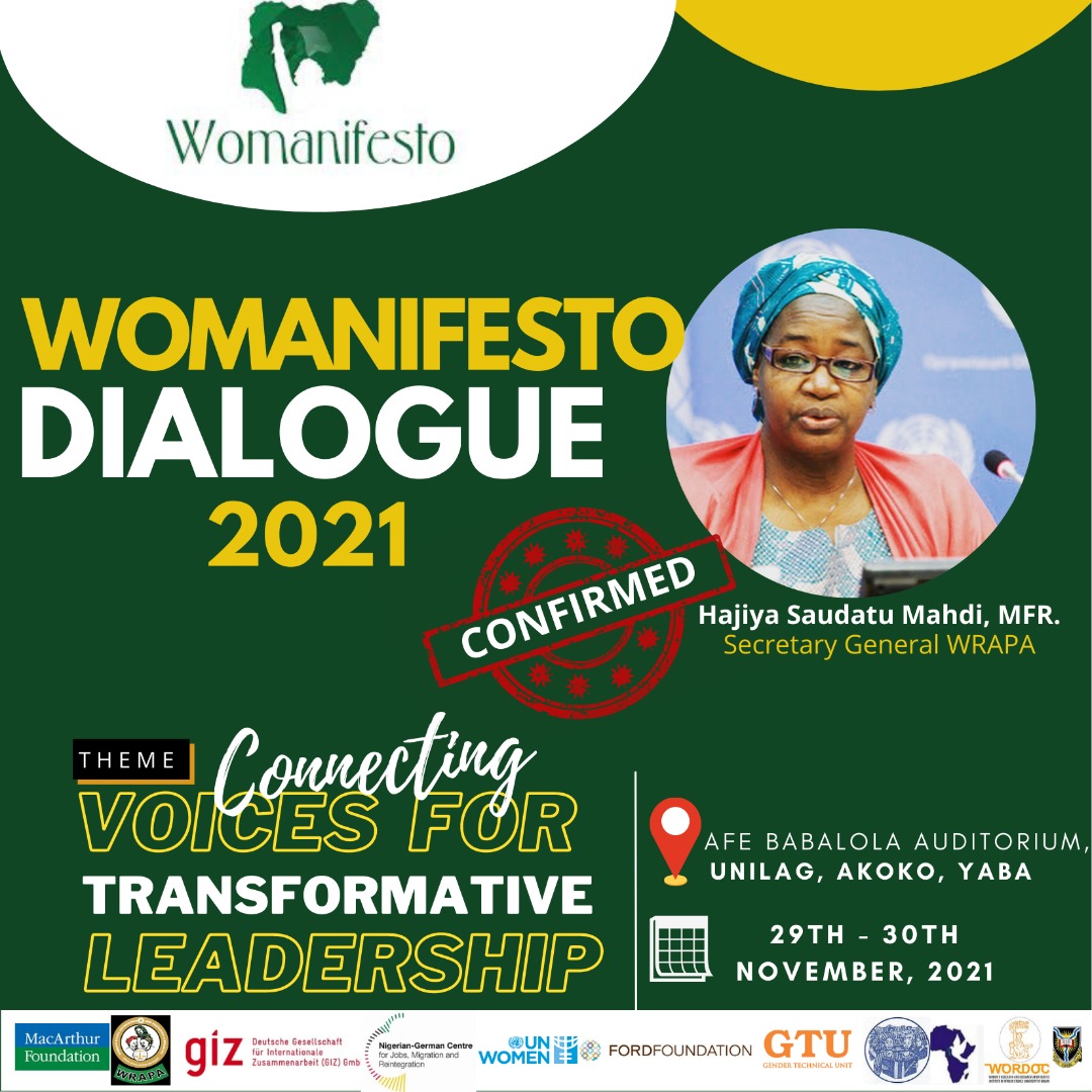 #NigerianWomenOccuppyNass (@womanifestong) on Twitter photo Chair of #Womanifesto2021 Conference, Hajiya <a href="/SaudatuMahdi/">Saudatu Mahdi</a> declared the 2021 Women’s Dialogue open with a charge 4 united women. She said, "Everything we are doing today is about Numbers, is about connections and linking each other for progress
#Womanifesto2021
#SecureOurLives Chair of #Womanifesto2021 Conference, Hajiya <a href="/SaudatuMahdi/">Saudatu Mahdi</a> declared the 2021 Women’s Dialogue open with a charge 4 united women. She said, "Everything we are doing today is about Numbers, is about connections and linking each other for progress
#Womanifesto2021
#SecureOurLives