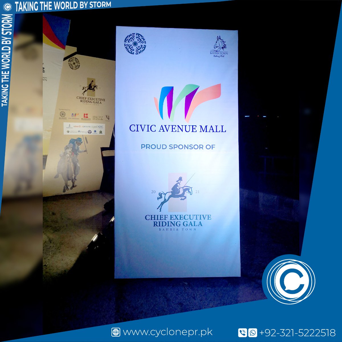 cyclone_pr's tweet photo. Standees designed and printed by Cyclone PR for the biggest tent pegging event of Pakistan Bahria Town organized by Bahria Town Riding Club 
#cyclone #cyclonepr #riding #ridingclub #horseriding #horseracing #standees #standee #design #print https://t.co/43TCcdlhuH