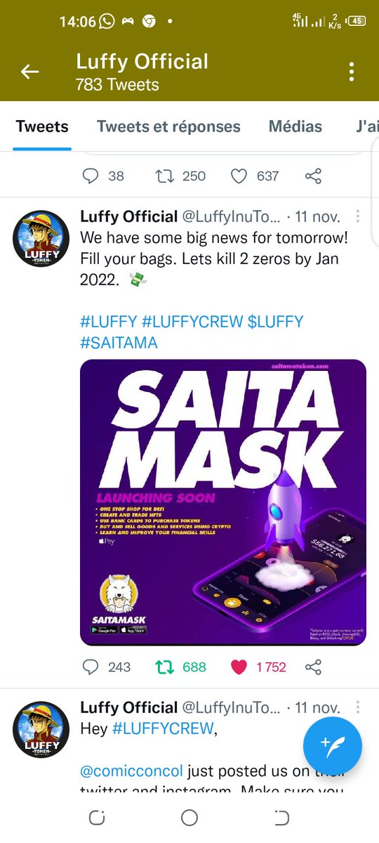offin_narcisse's tweet photo. @LuffyInuToken @LuffyInuToken to the moon 🚀

0.0000003$ end 2021. https://t.co/JmM7KIte4g