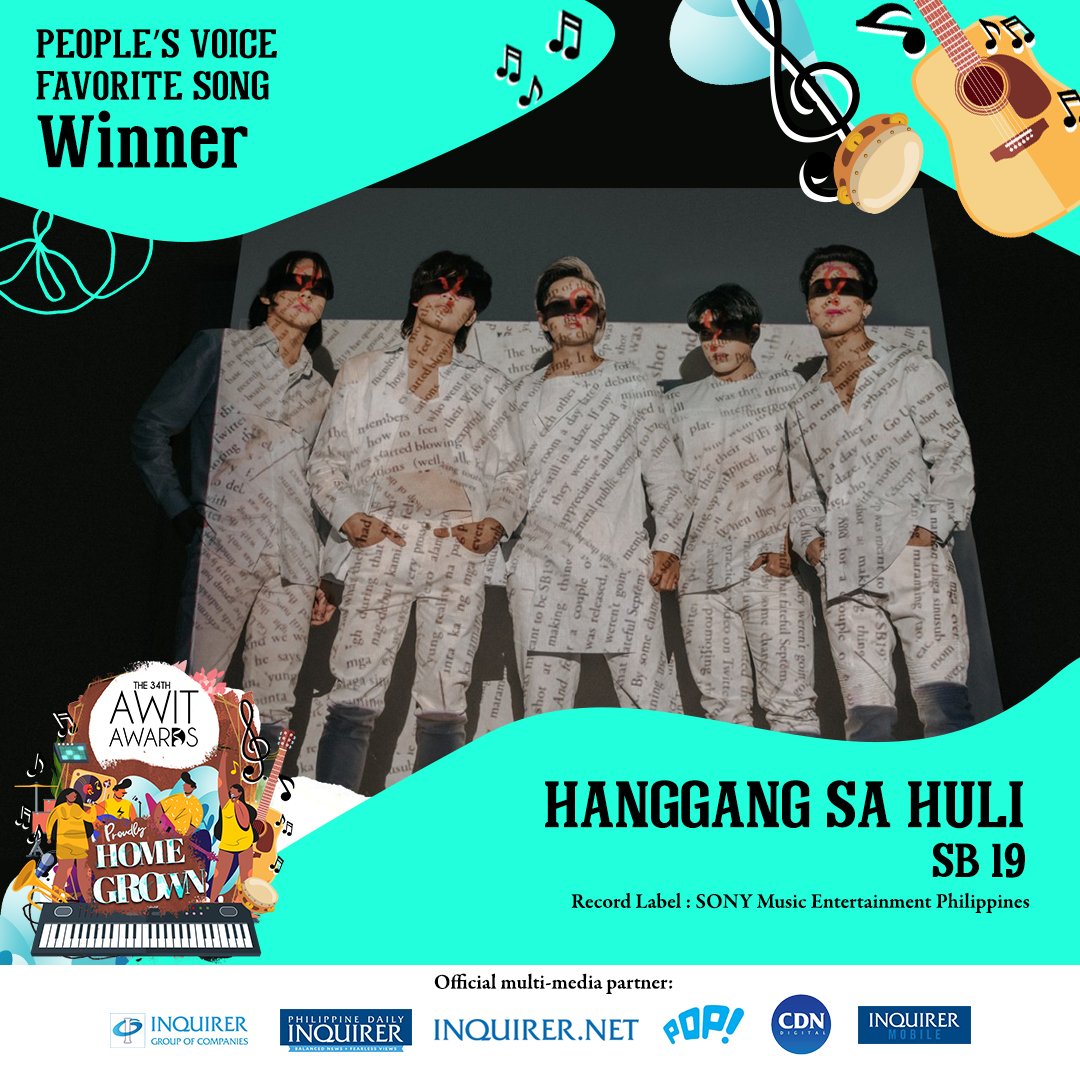 sonymusicph's tweet photo. Hanggang Sa Huli, it's this song 💙🥺 Congratulations to @SB19Official for winning the People's Voice Award for Favorite Song ('Hanggang Sa Huli') at the @AwitAwards!!  ❤️🏆

#34thAwitAwards #ProudlyHomegrown https://t.co/1AYNazsGYr