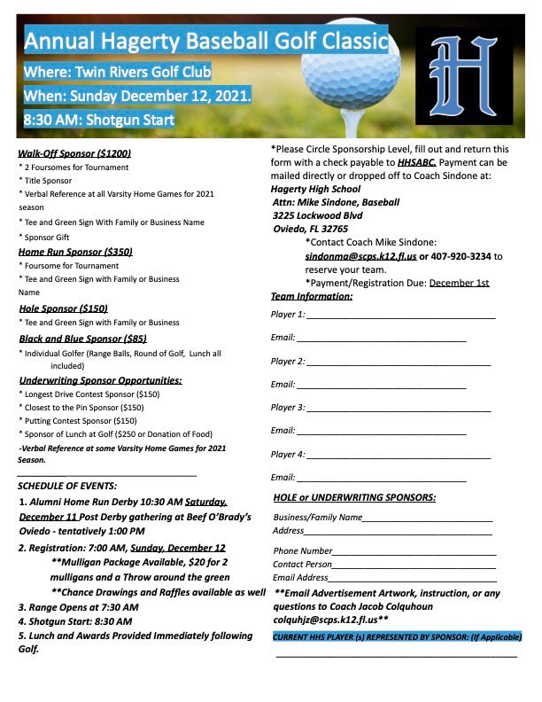 Calling All Husky Fans! time is running out to participate in our annual Golf Tourney. Help support the Baseball program and contact us today to sign up. 

*Alumni: It is the day after our Annual Alumni HR Derby. Sat: Derby &amp; Sun: Golf 
<a href="/HagertySports/">Jay Getty</a> <a href="/PJHagertyHS/">HagertyHS</a>