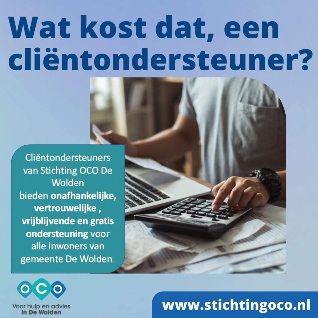 Cliëntondersteuning is altijd gratis. Elke Nederlander heeft recht op #cliënt­ondersteuning. Dit is in de wet geregeld. Zo kan iedereen zo goed mogelijk mee (blijven) doen in de samenleving. #numetdet
@GemDeWolden