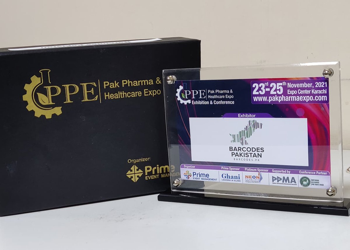 Barcodes_pk's tweet photo. This shield here isn’t just the proof of us attending the Pak Pharma and Healthcare Expo 2021 but a signal signifying our participation at the same exhibition but this time at Lahore and Dubai as well.

 #expocenterkarachi #exhibition #exhibition2021 #pharmaceutical #healthcare https://t.co/wBSaMFha7y