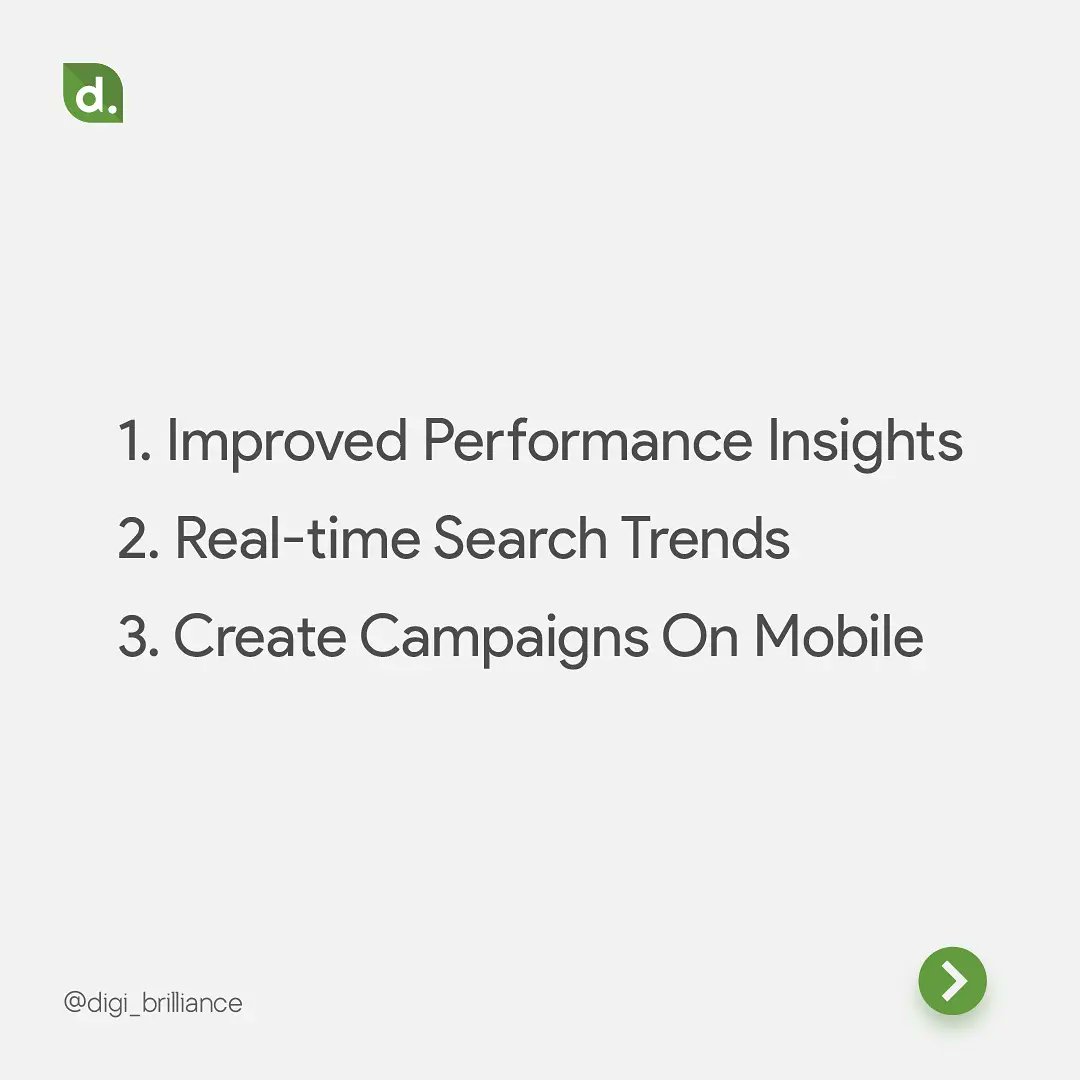 BrillianceDigi's tweet photo. Google ads app updated with 3 new features.
.

.
#digitalmarketing #marketing #socialmediamarketing #socialmedia #business #marketingdigital #branding #seo #instagram #advertising #onlinemarketing #entrepreneur #digital #contentmarketing #marketingstrategy #digitalmarketingagency https://t.co/cGjW7YOBUK
