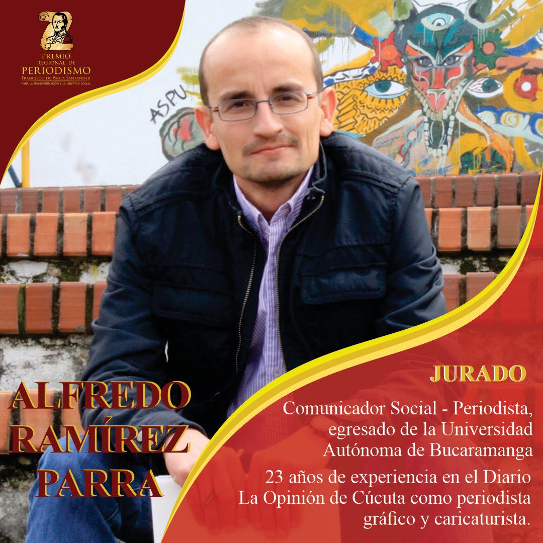 PremioRegional's tweet photo. Periodista Gráfico y Caricaturista del Diario La Opinión de Cúcuta, él es Alfredo Ramírez Parra, Comunicador Social y Periodista, egresado de la Universidad Autónoma de Bucaramanga

#premioregionaldeperiodismo2021
#Periodismo
#UFPSO
#Ocaña 
#nortedesantanderysantander https://t.co/aUDZ5dBDdp