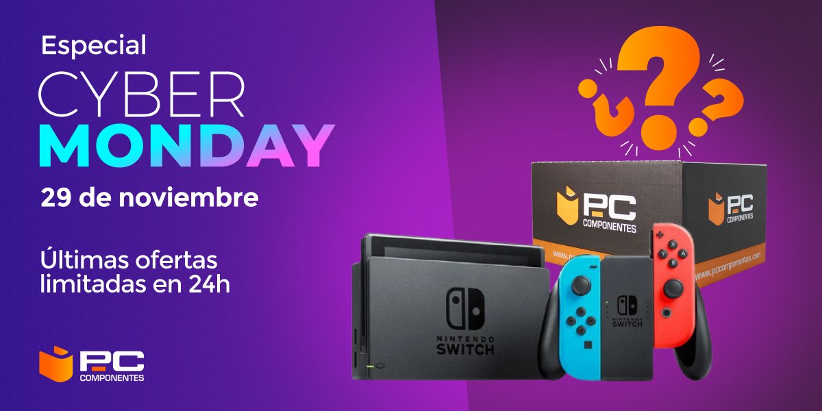 pccomponentes's tweet photo. 🔥🔥🔥¡SEGUIMOS DE SORTEAZO!🔥🔥🔥

🟣¡Gana esta Nintendo Switch y una Caja de la Felicidad sorpresa!

- Síguenos y RT🔃
- Mira las ofertas de Cyber Monday 👉 https://t.co/OqvvdSH2Qc
- Comenta con #PedazoCatálogoPcComponentes diciendo cuál te gusta más

⏰¡PARTICIPA SOLO HOY!⏰ https://t.co/EDg9gMKE8Z