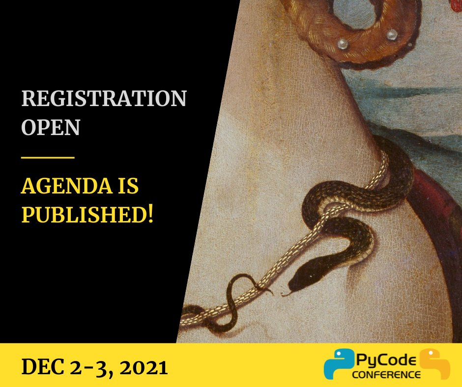 pycode_conf's tweet image. Agenda is on site! It looks like a very interesting day full of lectures and workshops! Look at site: pycode-conference.org
#python #packages #pyconference #pyconf #pycode #pythonistas
#pythoncode #pythonlearning #programming
#programminglanguage #agenda #code #coding
