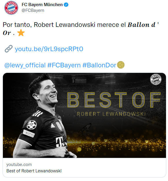 🚨ÚLTIMA HORA🚨

💥 El Bayern de Münich pide el #BallonDor para Lewandowski.

🏆 ¿Quién crees que lo ganará?

Nos vemos a las 15:10 en #JUGONES.