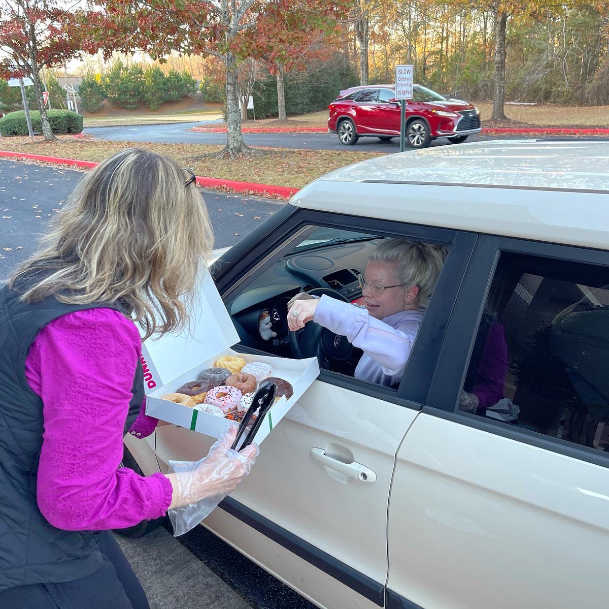 OLV_Tyrone's tweet photo. Tomorrow is #igivecatholic day of giving. Make plans to support OLV. We are so grateful of our parents, doughnuts and drinks in carline this morning. #dayofgiving #weareolv https://t.co/Iju5YbQUQt