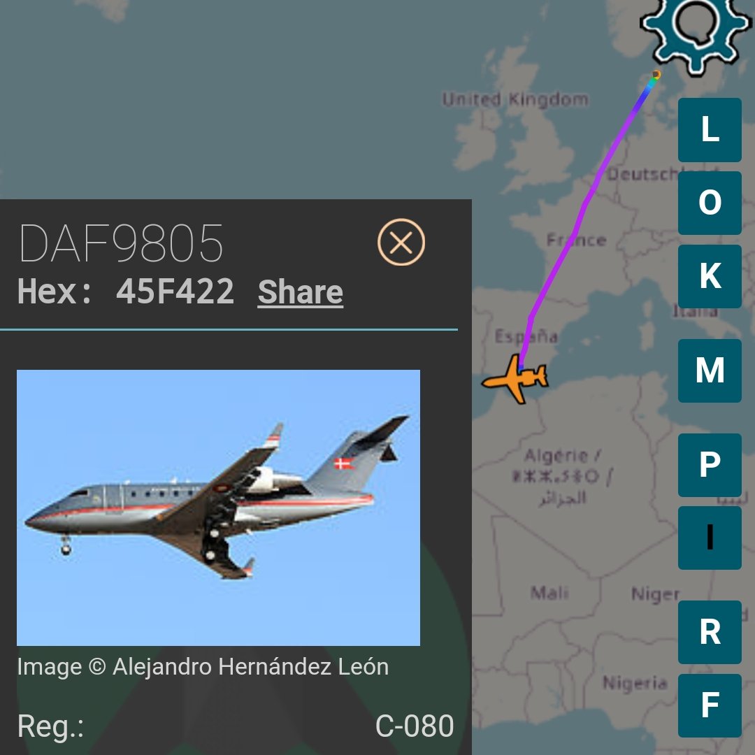 MilRadar's tweet image. 🇩🇰 Real Fuerza Aérea Danesa #Bombadier CL-600 Challenger #C080 aterriza en #Málaga procedente de #Aalborg #Dinamarca