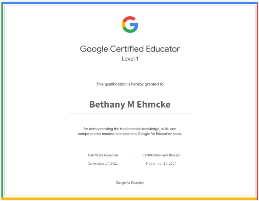 BethanyEhmcke's tweet photo. Officially Google Level 1 Certified!  
#unietd #google https://t.co/H8COd23j1N