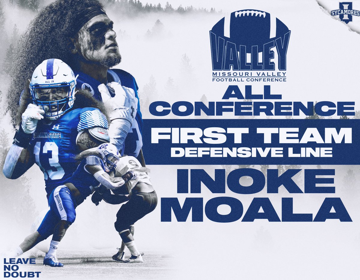 Indiana State Football (@indstfb) on Twitter photo Just going to leave this here:
• #MVFC leader in sacks (8.0)
• #MVFC leader in TFL (13.0)
• Three games with at least 2.0 sacks
• Two forced fumbles
<a href="/InokeMoala/">Inoke Hausia Moala</a> was a BEAST this season in earning First Team #MVFC All-Conference
#MarchOn | #LeaveNoDoubt Just going to leave this here:
• #MVFC leader in sacks (8.0)
• #MVFC leader in TFL (13.0)
• Three games with at least 2.0 sacks
• Two forced fumbles
<a href="/InokeMoala/">Inoke Hausia Moala</a> was a BEAST this season in earning First Team #MVFC All-Conference
#MarchOn | #LeaveNoDoubt