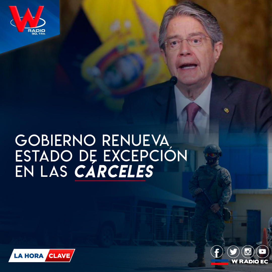 WRadioEc's tweet photo. #Atención| El presidente de la República, Guillermo Lasso, renovó el estado de excepción por grave conmoción interna en todos los centros de privación de libertad, que integran el sistema de rehabilitación social, por 30 días más.
#COmercioEc https://t.co/dO93K9x0s6