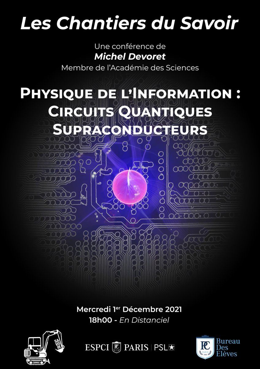 ESPCI Paris - PSL (@espci_paris) on Twitter photo Le 1er décembre les chantiers du savoirs vous invitent à une conférence exceptionnelle avec Michel Devoret, prof. <a href="/Yale/">Yale University</a> et membre <a href="/AcadSciences/">Académie des sciences</a> , sur le thème :
Physique de l’information : circuits #quantiques supraconducteurs
=> information et lien : espci.psl.eu/fr/actualites/… Le 1er décembre les chantiers du savoirs vous invitent à une conférence exceptionnelle avec Michel Devoret, prof. <a href="/Yale/">Yale University</a> et membre <a href="/AcadSciences/">Académie des sciences</a> , sur le thème :
Physique de l’information : circuits #quantiques supraconducteurs
=> information et lien : espci.psl.eu/fr/actualites/…
