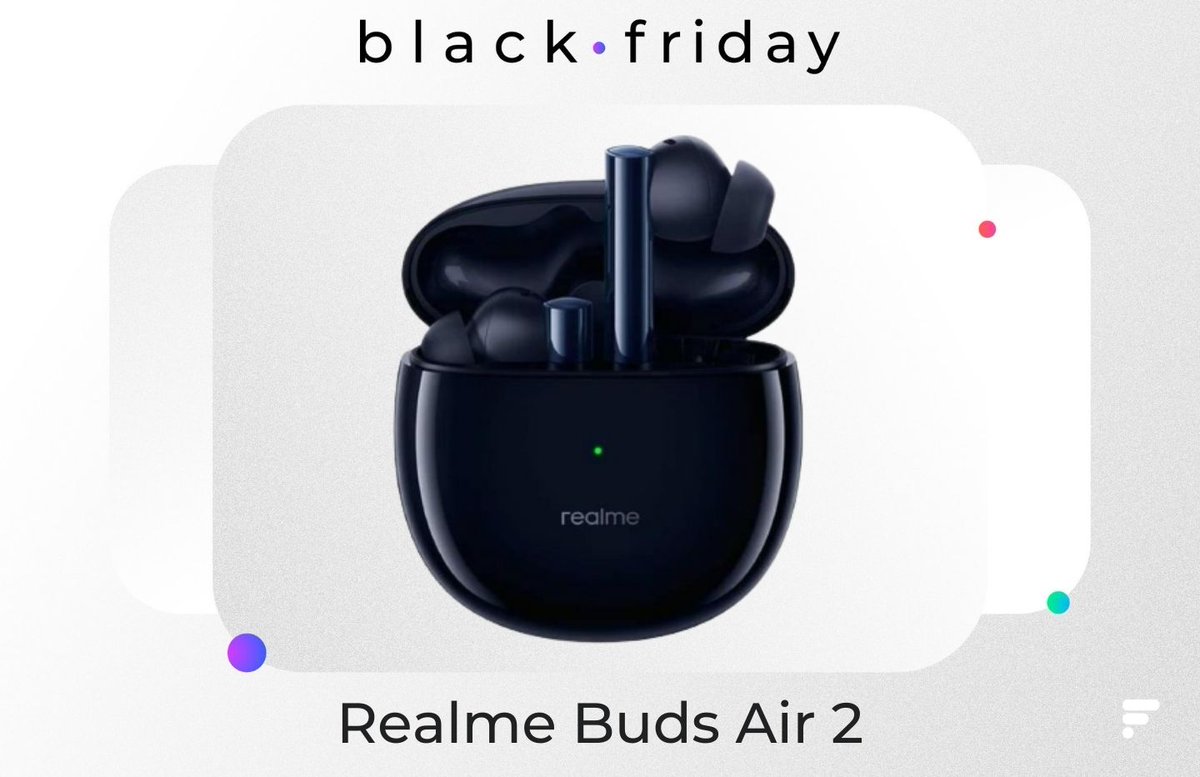 FrandroidPromos's tweet photo. Avec les Realme Buds Air 2, vous aurez de la réduction de bruit active pour seulement 30 € pendant le Cyber Monday 🔥 #BlackFridayFrandroid 👉 https://t.co/Y7iCQ2p3i8 https://t.co/P7hq7VfPn2