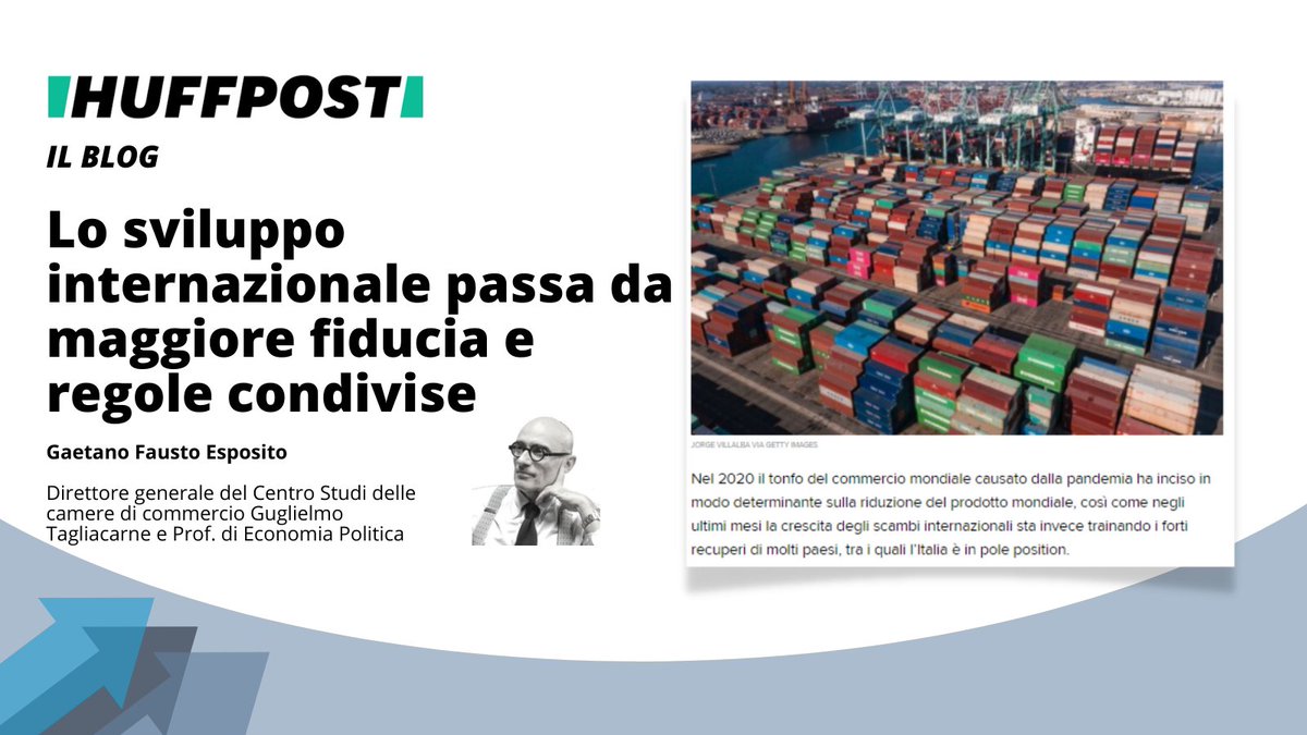 🆕via <a href="/HuffPostItalia/">L'HuffPost</a> in "Lo sviluppo internazionale passa da maggiore fiducia e regole condivise" le riflessioni di GF Esposito, dg #Tagliacarne, su ripresa, clima di fiducia e commercio internazionale.
🗞️ Leggi l'articolo completo bit.ly/3CXySs0