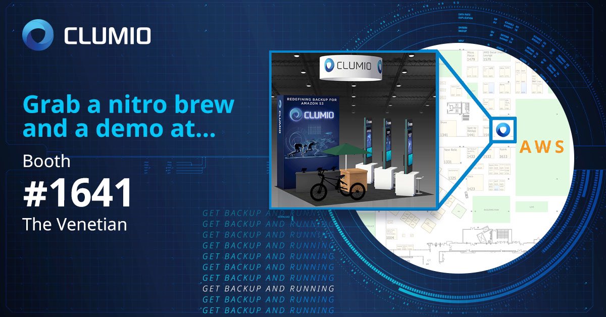 ClumioInc's tweet photo. Hey #reInvent friends, we're finally HERE! Let's meet up at our booth #1641 (next to #AWS's) and see what we've got for you. 

#getbackupandrunning #reInvent2021 #CloudComputing #AWS_Partners https://t.co/uxbFLkWJRS
