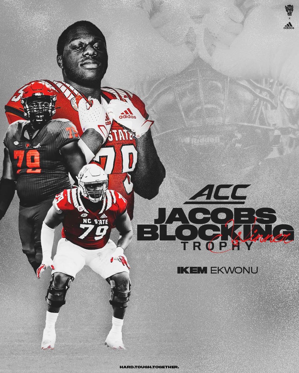 PackFootball's tweet photo. Never a doubt!!!
The honors keep rolling in for OT Ikem Ekwonu, being named the ACC's most outstanding blocker with the 2021 Jacobs Blocking Trophy.
📰: https://t.co/T6rxLIPvF1
#1Pack1Goal // #HTT https://t.co/zK4mEHs50o
