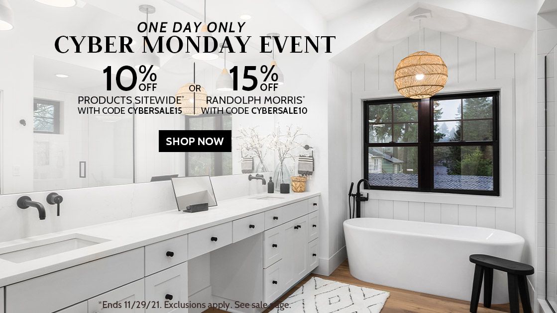 🚨 It's our biggest sale of the year! 🚨 Today ONLY save 15% on select Randolph Morris products with code CYBERSALE15 OR save 10% sitewide with code CYBERSALE10. Shop the sale 👉 bit.ly/3oXg7Qn #cybermonday #cybersale #cybermondaysale #homerenovation