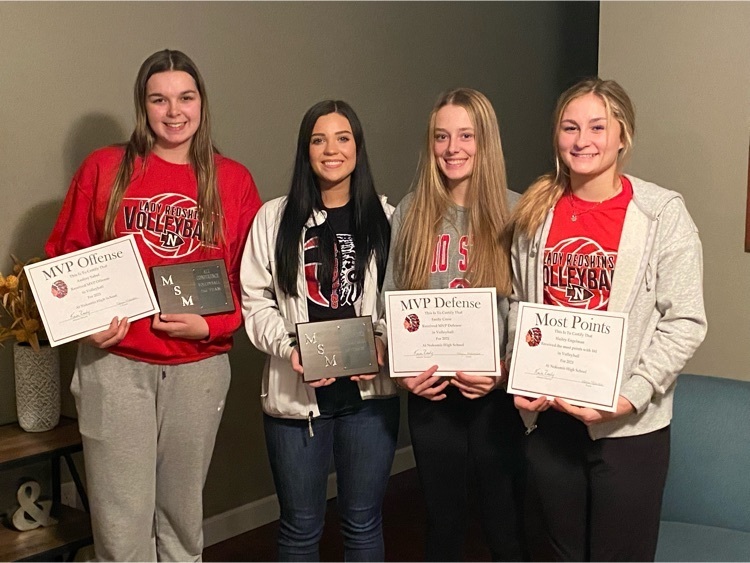 NokomisSchools's tweet photo. The NHS Volleyball team recently held their banquet. Congratulations to award winners - Audrey Sabol MVP Offense &amp; 2nd team MSM All Conference,  Presley Lamb 1st team MSM All Conference, Emily Cress MVP Defense, Hailey Engleman Most Points. 🔴⚫️🏐 #NOKOPROUD https://t.co/OSKS7QxbxT