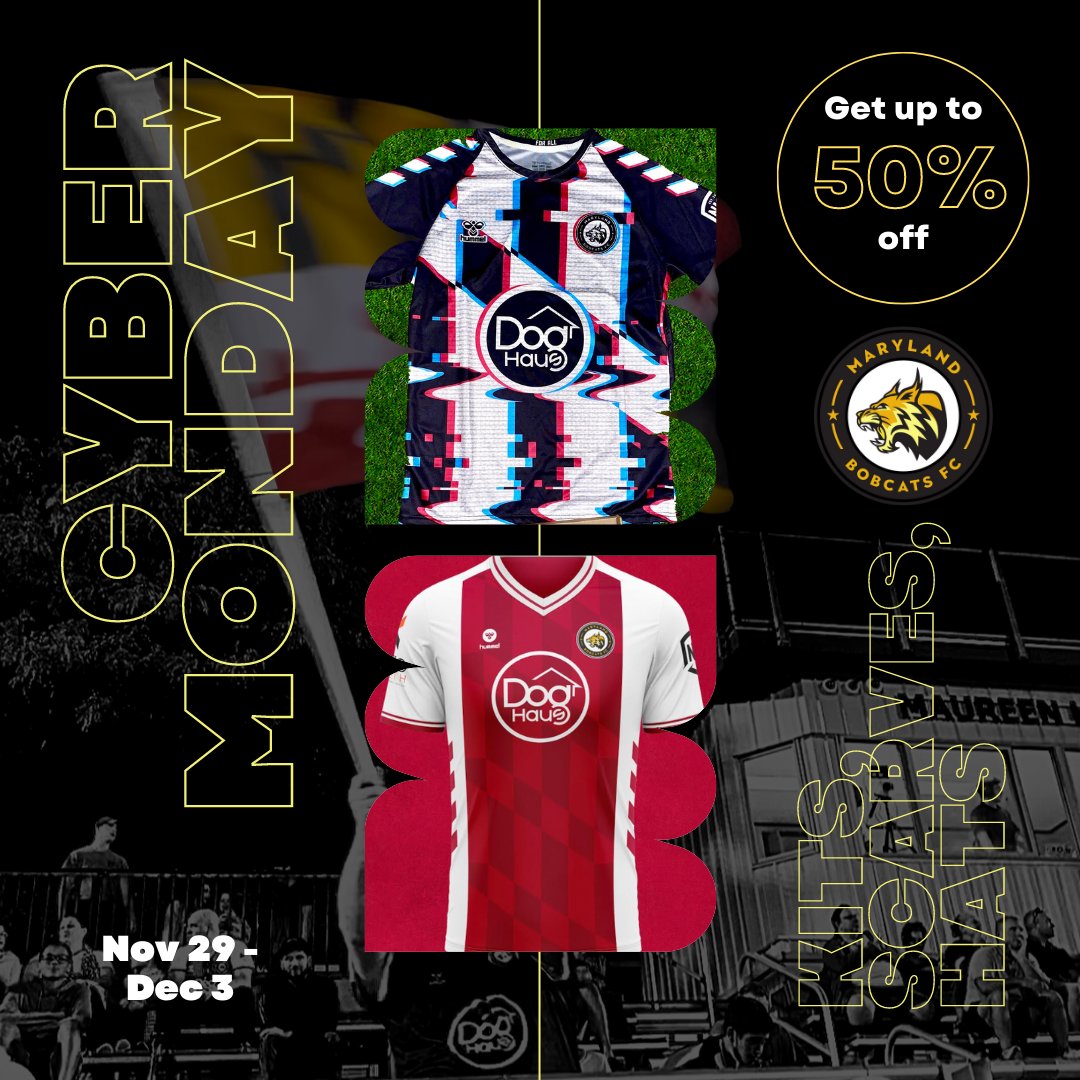 MDBobcatsFC's tweet image. CYBER MONDAY (week) IS LIVE 🖥

It's time to #supportlocalsoccer and shop our once a year sale!

Discounts galore including 2021 @hummelUSA kits (that NEVER go on sale)

🛍: maryland-bobcats-fc.square.site

Free Shipping on orders over $100 + FREE SEASON OPENER TICKETS on certain orders!