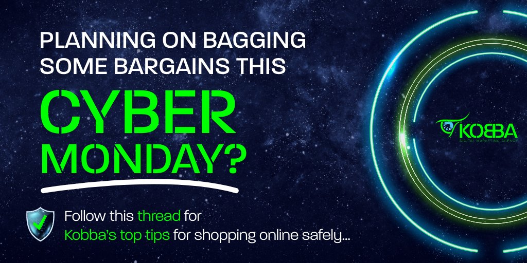 kobbaltd's tweet photo. Planning on bagging some bargains this Cyber Monday? 🛍 Here are Kobba's top tips to stay safe online when you shop…
#cybermonday #cyber #shoponline #cyberweek #cybersecurity #kobba https://t.co/burKC2aHQf