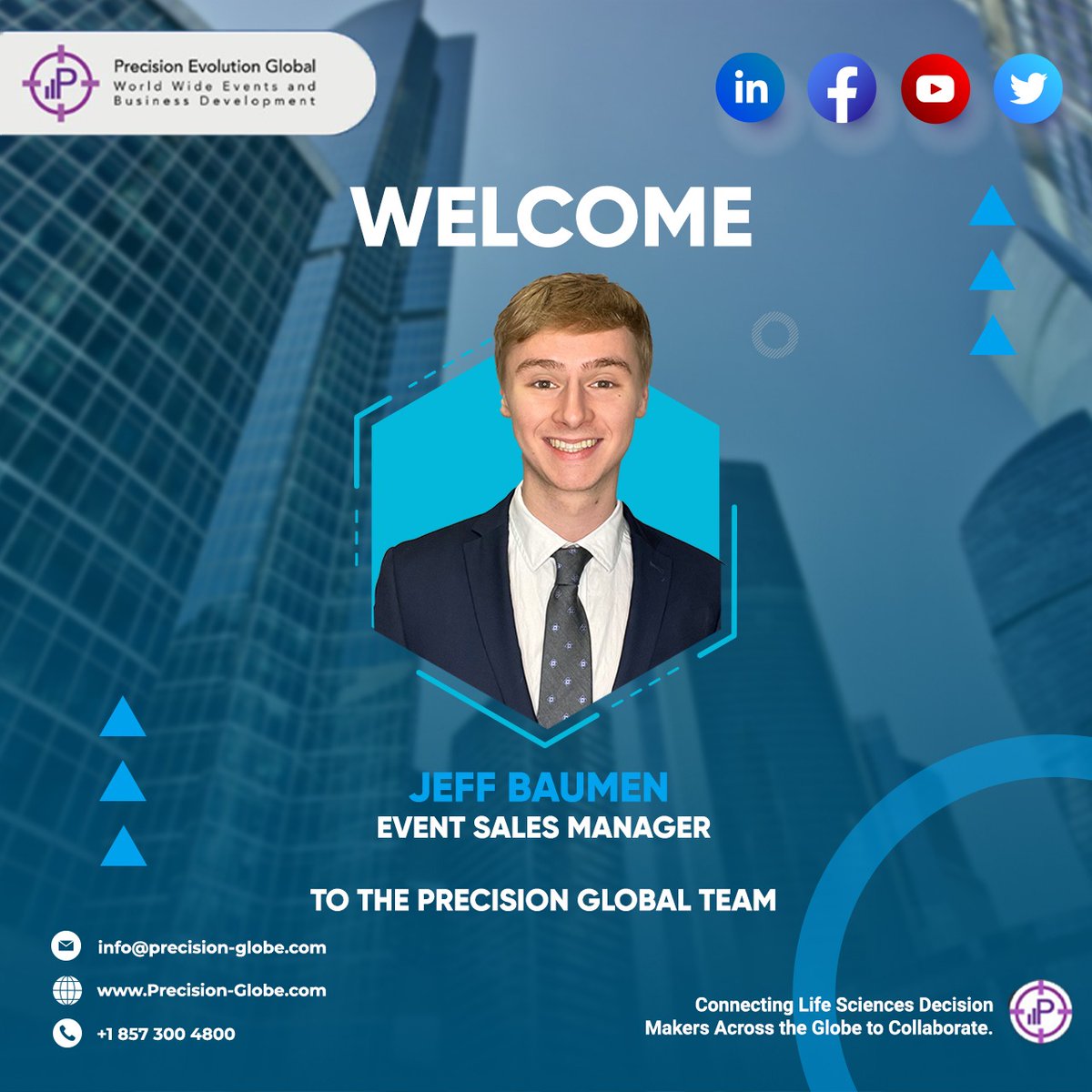 PrecisionEvolu1's tweet photo. We are incredibly excited to welcome Jeff Baumen as our newest Event Sales Manager!
We welcome Jeff onboard to the team and look forward to the upcoming year with his creativity and insight.
#Newhire #WelcometotheTeam #PrecisionEvolutionGlobal #PrecisionGlobal #WelcomeonBoard https://t.co/ccqxvcceE8
