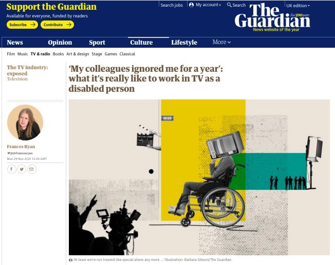 My colleagues ignored me for a year’: what it’s really like to work in TV as a disabled person

The article: bit.ly/3D1rmMz

#Collage #editorial © 2021 Barbara Gibson for <a href="/guardian/">The Guardian</a>