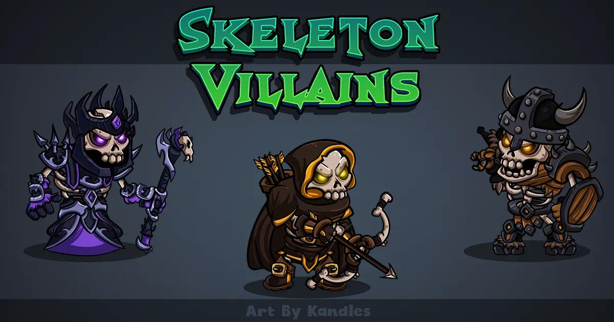 💀 Skeleton Villains Assets 💀 by <a href="/ArtByKandles/">Art By Kandles</a>

Check out these charming and cartoony skeleton villains from one of our talented creators at GDM.✏️

Click below and take a look for yourself.👀

gamedevmarket.net/asset/skeleton…
#indiegames #gamedev #indiedev #indiegame #gaming #indie