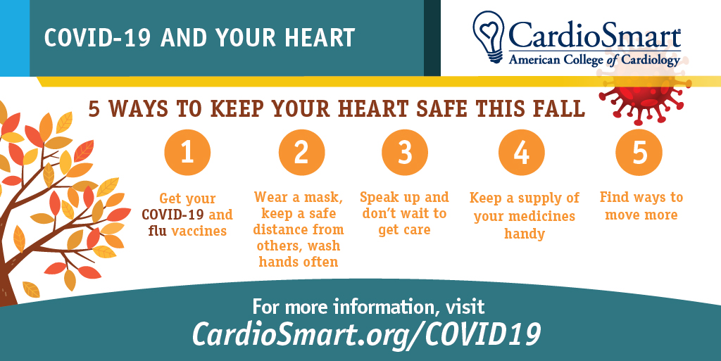 #COVID19 and the flu season are a double threat -- especially for those with heart disease. 

Learn more about what you can do to help keep you and your loved ones healthy this fall: bit.ly/3f6rK0y #CardioSmart #CardioTwitter