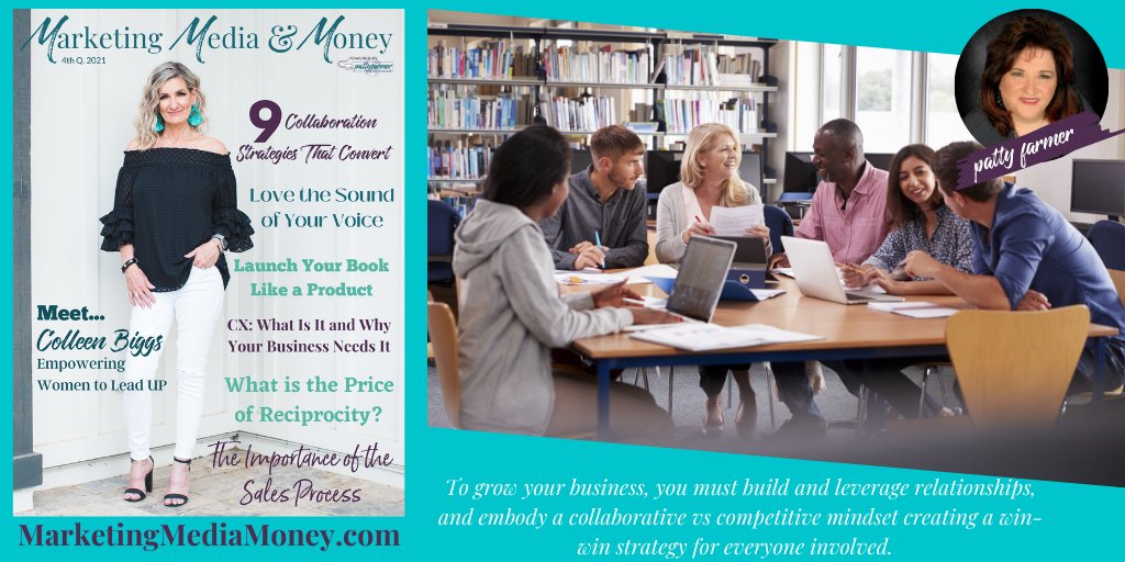 PattyFarmer's tweet photo. Collaboration helps you get into the marketplace faster. How does one go about leveraging relationships to create a profitable collaboration? Read my article in the latest issue of the Marketing, Media, and Money magazine: https://t.co/ls1PJfY9w1
#M3Mag #CollaborationStategy https://t.co/JzGcrgy5Q8