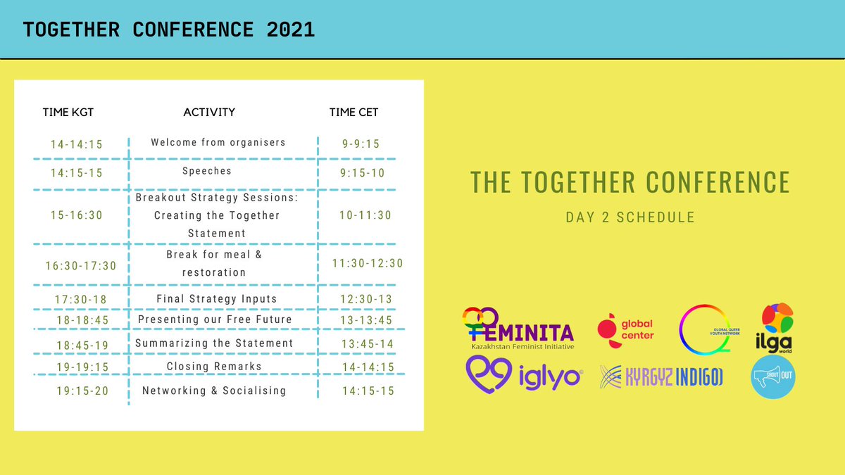 GlobalQueerYN's tweet photo. How will the two days of the #TogetherConference look? 

Networking ❤️

Breakout sessions 💜

Creating a collective call to action 💙

Register to secure your spot at the conference now: https://t.co/4lGPuhsZKf https://t.co/BHzjiXMaTv