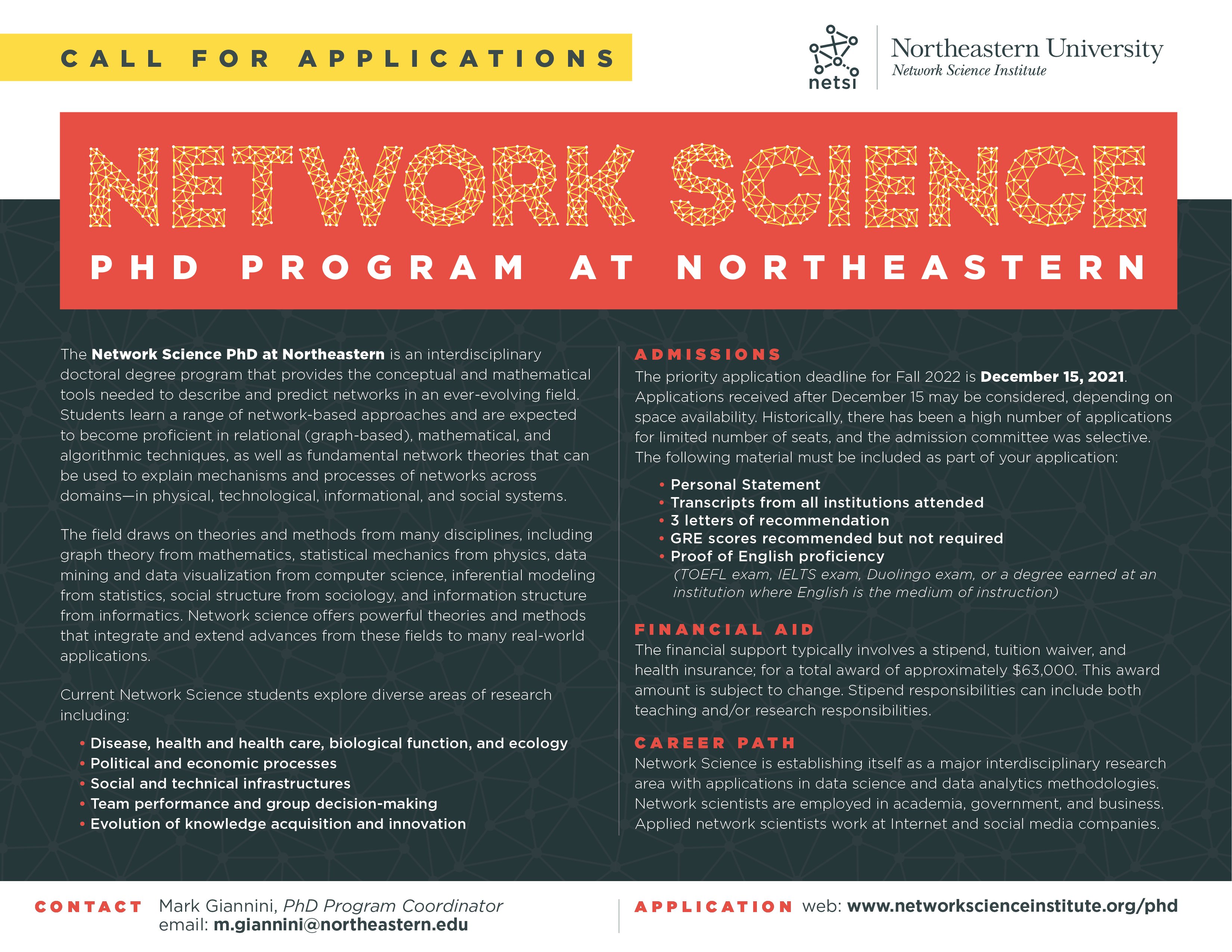 Northeastern University Fall 2022 Schedule Network Science Institute On Twitter: "The Network Science Phd Program @ Northeastern Is Accepting Applications For Fall 2022 Entry. The Application  Deadline Is December 15, 2021. Https://T.co/Cb6Owxqmgy  Https://T.co/Oarnmrbueg" / Twitter