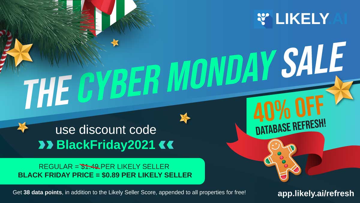 LikelyAI's tweet image. You ask and we deliver- Our Black Friday discount has been extended through tomorrow!

#likelysellers #databaseREfresh #blackfriday #realestate #cybermonday
