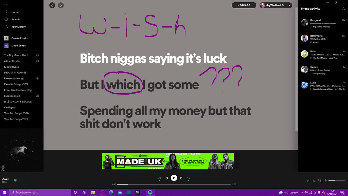 MaybeItsCrab's tweet photo. here's another example of @Spotify 's lyrics being shit 😂😂 https://t.co/SN9xw1wbMA