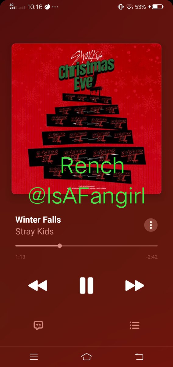 IsAFangirl's tweet photo. Christmas EveL @Stray_Kids 
11/29/2021 apple music

#StrayKids #스트레이키즈 #ChristmasEveL #WinterFalls #Merry_ChristmasEveL https://t.co/Ld99SvACIa
