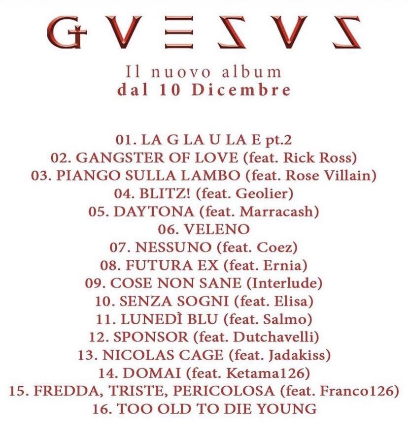 Guesù Cristo ha annunciato l’album con una tracklist della Madonna.

<a href="/THEREALGUE/">Guè</a> #Guesus