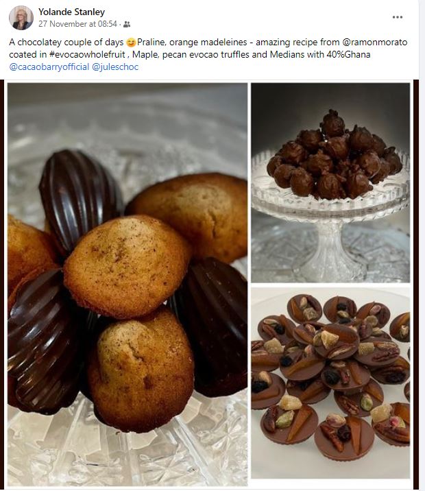 CacaoBarry_ENG's tweet photo. Our Cacao Barry Ambassador Yolande Stanley has been busy using Wholefruit Chocolate and Cacao Barry Ghana 40% to make truffles and medlans! They look delicious.
#cacaobarry #wholefruit #Evocao https://t.co/79DAWPc4F7
