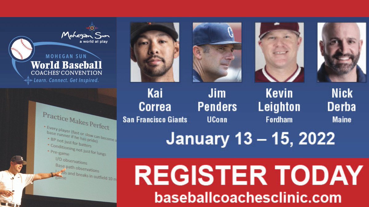 WorldBaseballCC's tweet photo. ⚾️Coaches: Now’s the time to register for the Mohegan Sun World Baseball Coaches’ Convention.
🗓Jan. 13 – 15; Mohegan Sun, CT
🎙40+ Sessions (see website)
🎥Session videos INCLUDED
🔥ONLY $189
Coaching education 💪 for coaches of all levels. Register: https://t.co/Nzoe6ZhCmg https://t.co/ss0oh4oajF