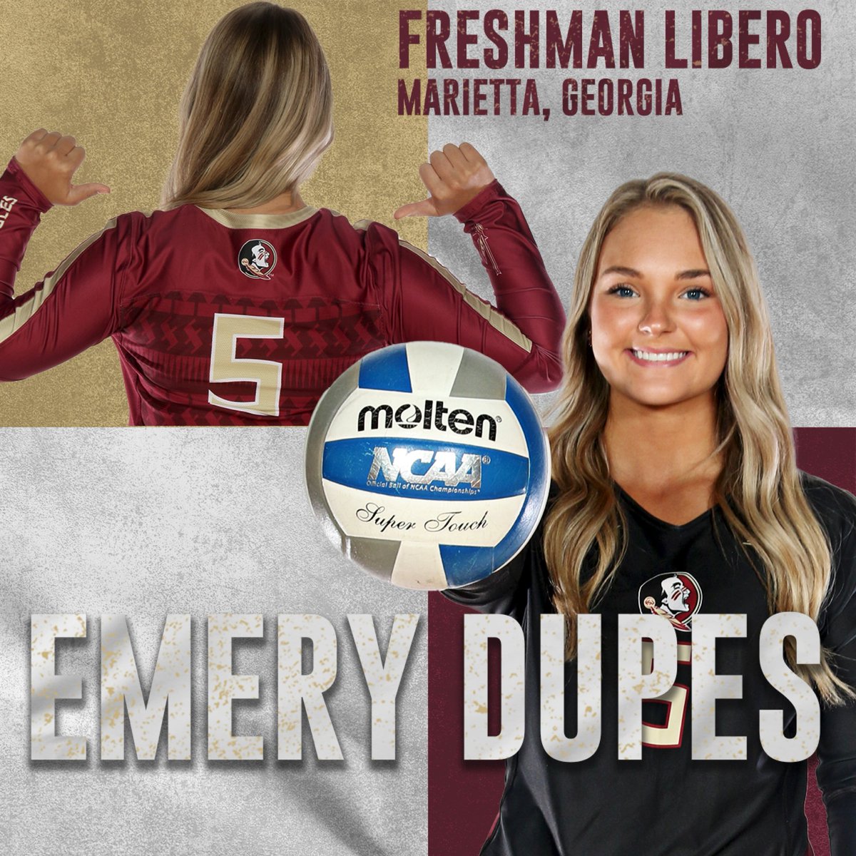 FSU_Volleyball's tweet photo. We’re excited for our freshmen like @DupesEmery to experience an #NCAAVB Tournament for the first time 👏🏽 

Emery’s 3.80 digs per set this season are the most by a true freshman in FSU history! #URStrong https://t.co/XK37BsceyU
