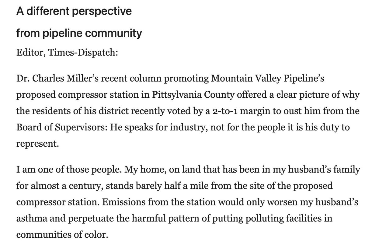 SierraClub's tweet photo. READ: A powerful letter to the editor in @RTDNEWS from Virginia resident Elizabeth Jones on a proposed compressor station in her community. 

#NoMVP #MountainValleyMoneyPit
https://t.co/hN1WSDYZtv https://t.co/vqiM3d7b5h