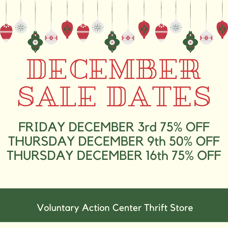 VACCalhoun's tweet photo. Our first sale in December is this Friday the 3rd! Christmas items will be included in this sale. https://t.co/PYT0TL5ZEM