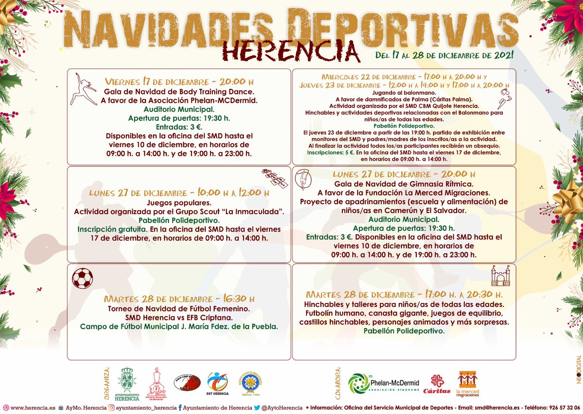 SergioGNC's tweet photo. ⚽🏐🏀Este año vamos a disfrutar d unas Navidades Deportivas y Solidarias,gracias a la implicación de asociaciones y clubes para sacar adelante esta programación.
👏👏 a @InmaculadaScout, @QuijoteHerencia y #DXT por trabajar 🤝 a #SindromePhelan @lmmigraciones y #CáritasLaPalma https://t.co/JZ0FFIs3m9
