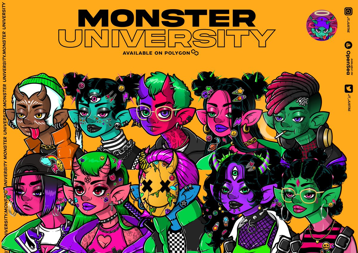 🔥NEW DROP🔥
Monster University on POLYGON !!! NO GAS FEE⛽️
You can grab one and join to our gang! 

PRICE 0.01 ETH (polygon) 
Available on  Opensea
opensea.io/collection/mon…
Discord
discord.gg/VvzXC6ga

#Polygon #polygonNFT #nft #NFTCommunity #NFTGaming #NFTGiveaways #NFTdrops