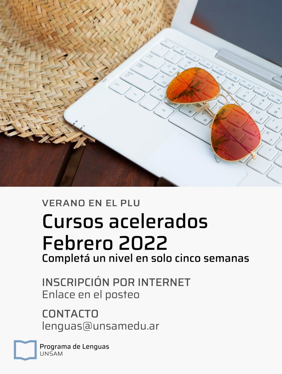 PLUNSAM's tweet photo. Cursos cursos acelerados de verano en el  #ProgramaDeLenguas de la @unsamoficial
¡Completá un nivel en solo 5 semanas desde cualquier lugar del país!. 
Inicio semana 7 de febrero 2022
Formulario de inscripción, aranceles y días y horarios de los cursos: https://t.co/xA7WB9PlvM https://t.co/4llcXEtzP8