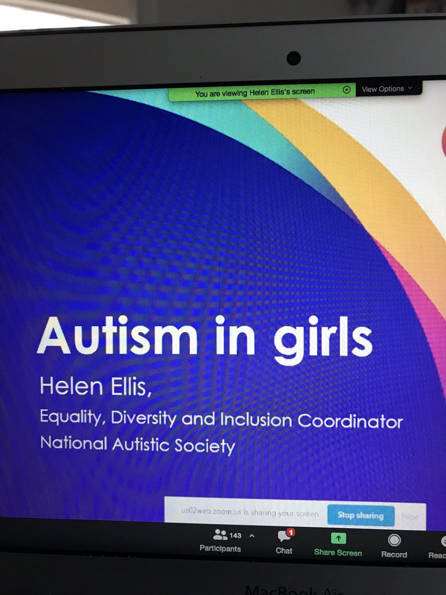 VickyJ_OT's tweet photo. Wow what an amazing, thought provoking presentation by Helen Ellis on autism in girls. Really important themes throughout #autismconf21 https://t.co/ommDXCHVeW