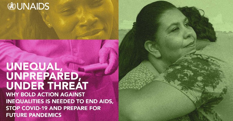 UNAIDS's tweet photo. NEW REPORT - UNAIDS warns that, if leaders fail to tackle inequalities, the world could face 7.7 million AIDS deaths over the next ten years. #WorldAIDSDay