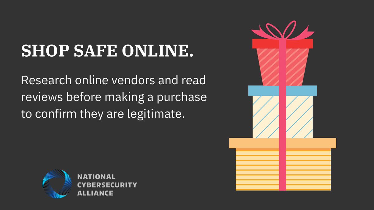 StaySafeOnline's tweet photo. Do your homework before making a #CyberMonday purchase. Fraudsters may set up fake retail sites. Before making a purchase, read reviews to see what others say about the store and check trusted sources like the Better Business Bureau. #BeCyberSmart https://t.co/LJSaJWDPT2 https://t.co/3oo4by4wk6